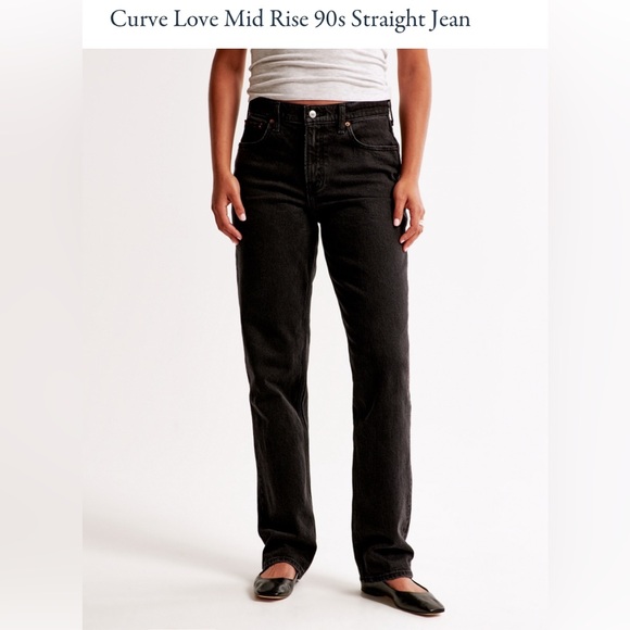 Abercrombie Curve Love Mid Rise Straight Jean size 27 Regular Black Color - Picture 1 of 2